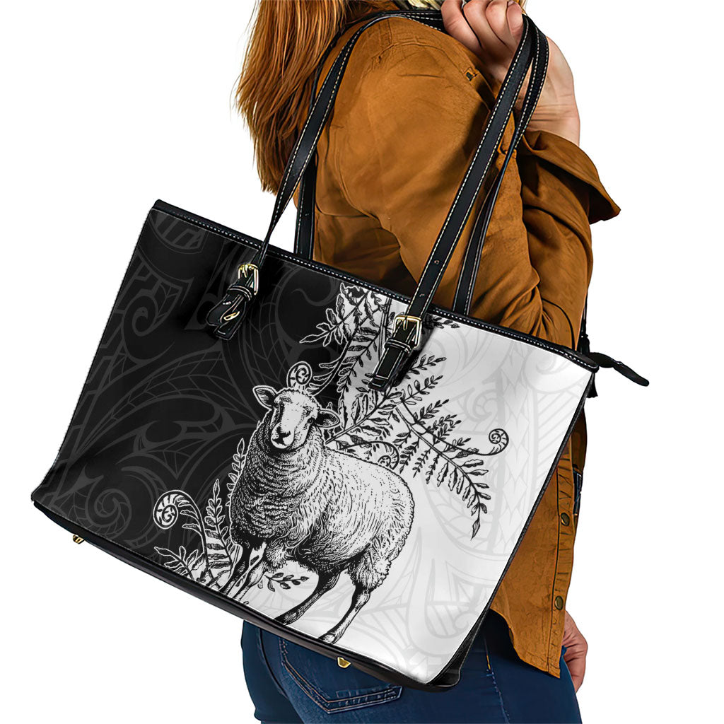New Zealand Aotearoa Hipi Leather Tote Bag Maori Pattern LT05 - Polynesian Pride