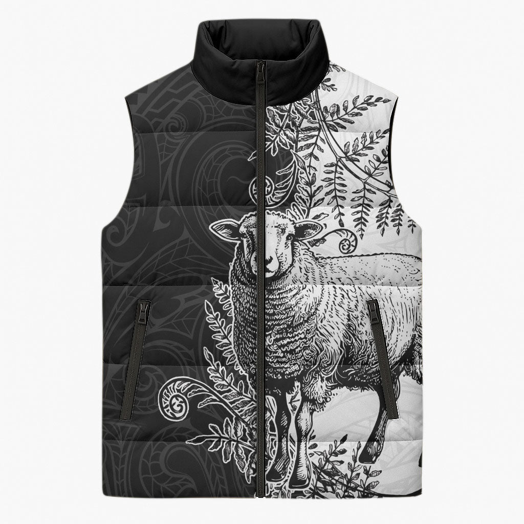 New Zealand Aotearoa Hipi Sleeveless Puffer Jacket Maori Pattern LT05 Unisex Black - Polynesian Pride