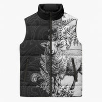 New Zealand Aotearoa Hipi Sleeveless Puffer Jacket Maori Pattern LT05 Unisex Black - Polynesian Pride