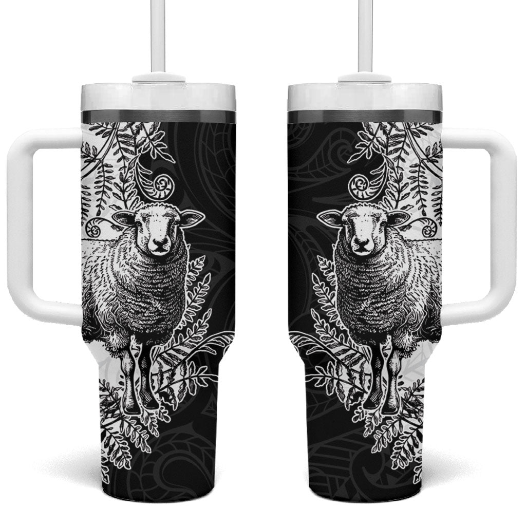 New Zealand Aotearoa Hipi Tumbler With Handle Maori Pattern LT05 One Size: 40 oz Black - Polynesian Pride