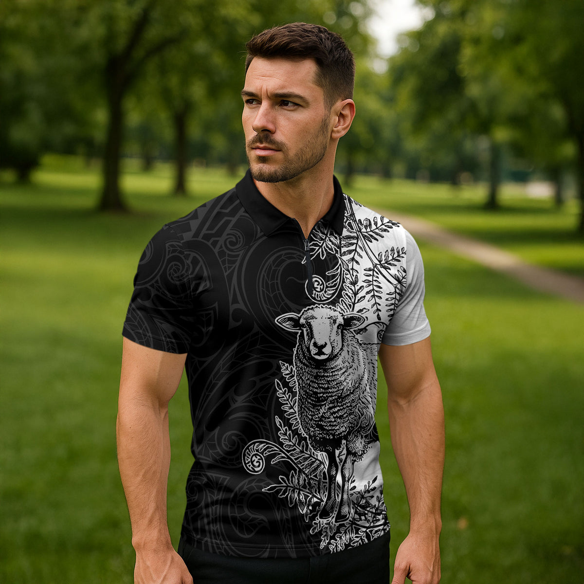 New Zealand Aotearoa Hipi Zipper Polo Shirt Maori Pattern LT05 - Polynesian Pride