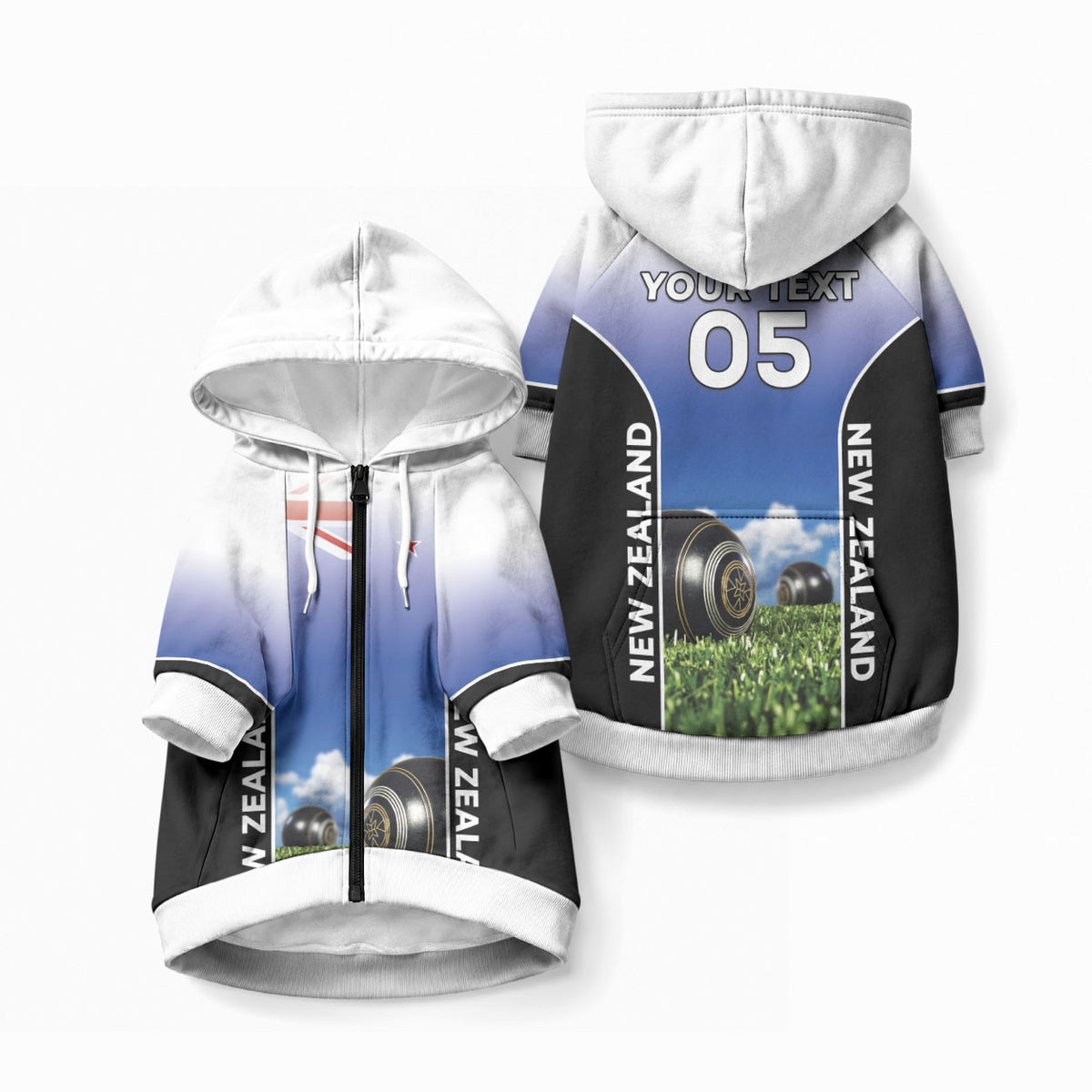 Custom New Zealand Lawn Bowls Pet Hoodie Unique Style LT05 Zip-up Multicolor - Polynesian Pride