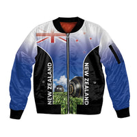 Custom New Zealand Lawn Bowls Sleeve Zip Bomber Jacket Unique Style LT05 Unisex Multicolor - Polynesian Pride