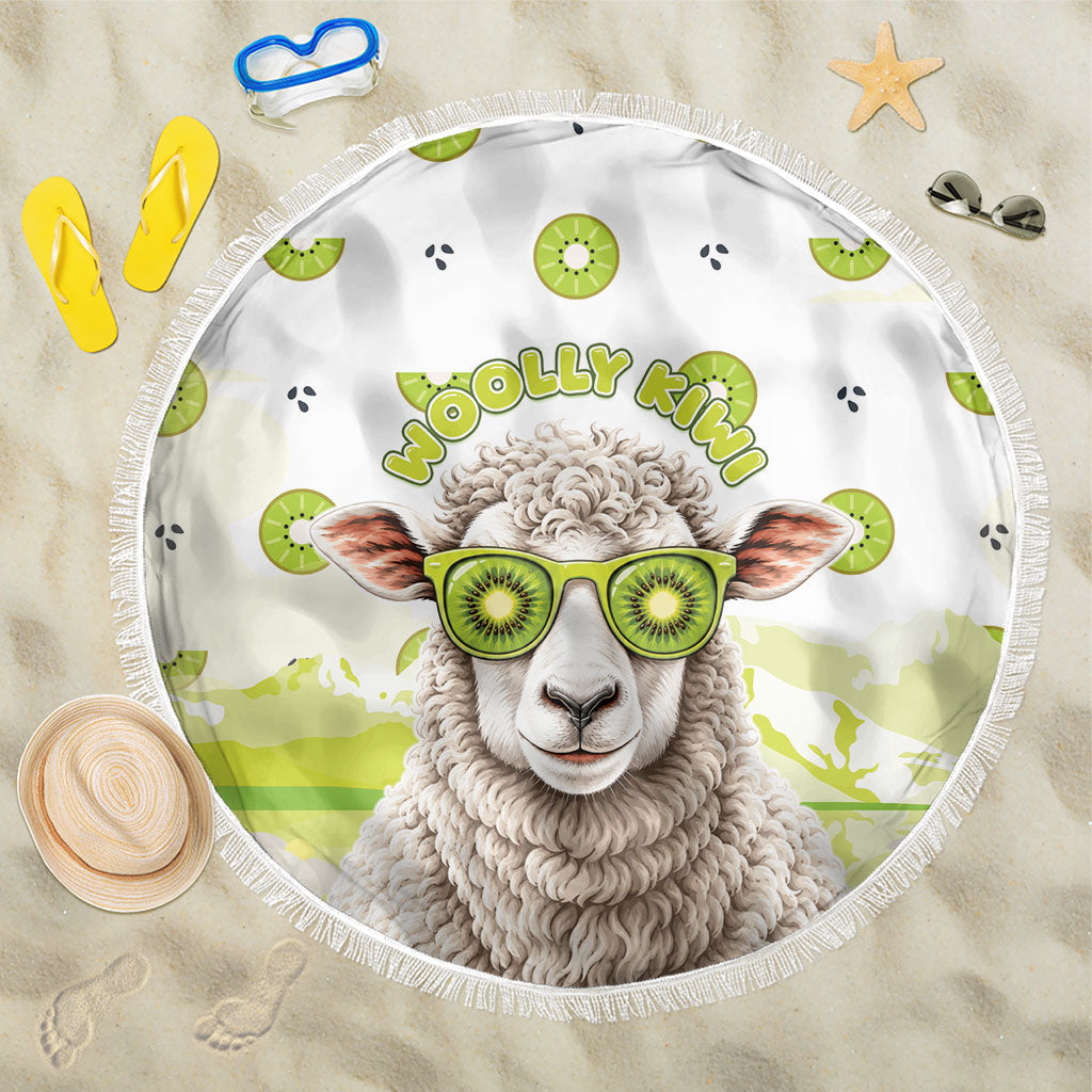 New Zealand Funny Woolly Kiwi Sheep Beach Blanket LT05 One Size 150cm White - Polynesian Pride