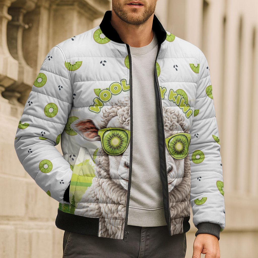 New Zealand Funny Woolly Kiwi Sheep Bomber Puffer Jacket LT05 - Polynesian Pride
