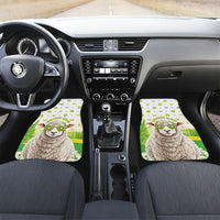 New Zealand Funny Woolly Kiwi Sheep Car Mats LT05 Set 2pcs - Front White - Polynesian Pride