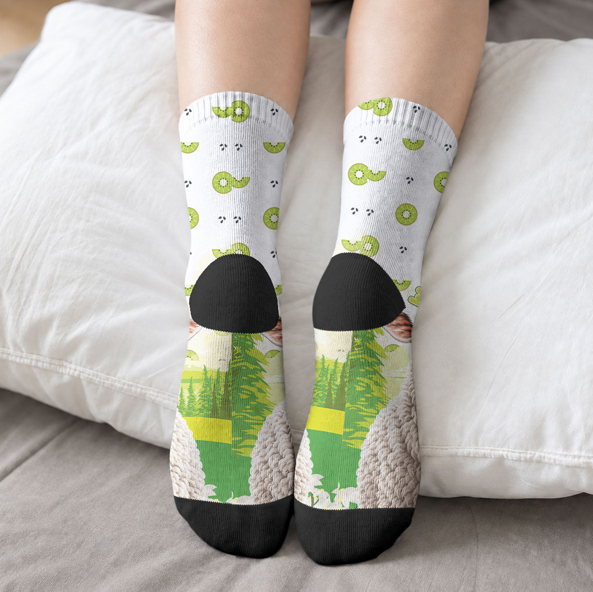 New Zealand Funny Woolly Kiwi Sheep Crew Socks LT05 - Polynesian Pride