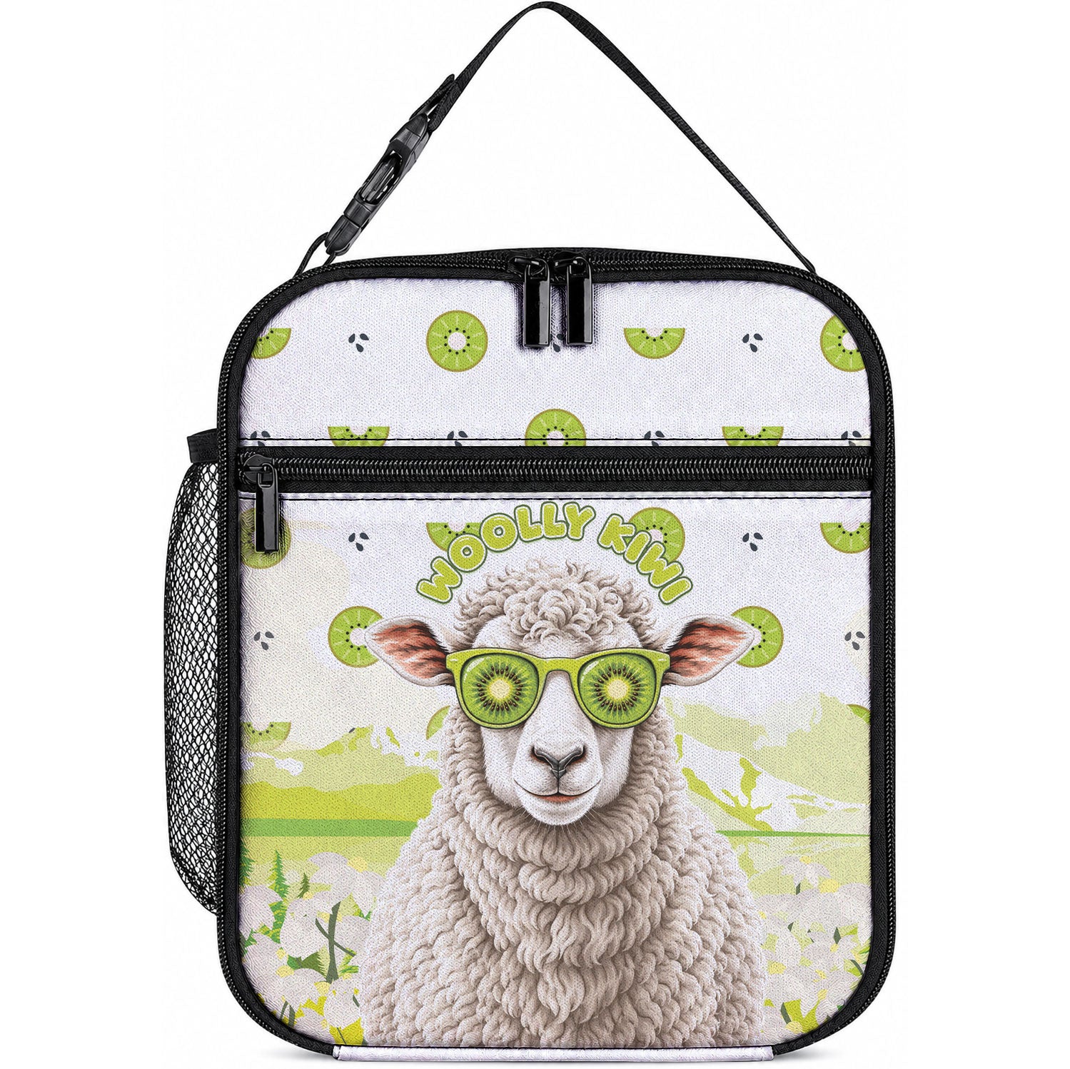 New Zealand Funny Woolly Kiwi Sheep Lunch Bag LT05 10.2 × 8.3 × 4.3 inch White - Polynesian Pride