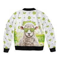 New Zealand Funny Woolly Kiwi Sheep Sleeve Zip Bomber Jacket LT05 - Polynesian Pride