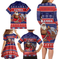 Samoa Christmas Family Matching Long Sleeve Bodycon Dress and Hawaiian Shirt Samoan Santa Claus Manuia Le Kerisimasi LT05 - Polynesian Pride