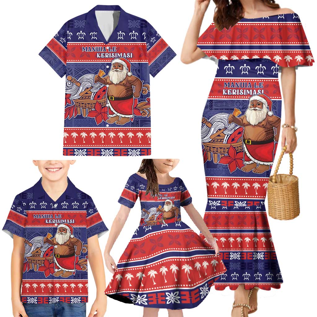 Samoa Christmas Family Matching Mermaid Dress and Hawaiian Shirt Samoan Santa Claus Manuia Le Kerisimasi LT05 - Polynesian Pride
