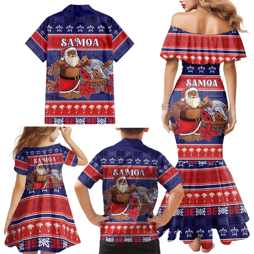 Samoa Christmas Family Matching Mermaid Dress and Hawaiian Shirt Samoan Santa Claus Manuia Le Kerisimasi LT05 - Polynesian Pride