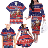 Samoa Christmas Family Matching Off The Shoulder Long Sleeve Dress and Hawaiian Shirt Samoan Santa Claus Manuia Le Kerisimasi LT05 - Polynesian Pride