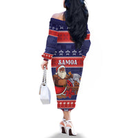 Samoa Christmas Family Matching Off The Shoulder Long Sleeve Dress and Hawaiian Shirt Samoan Santa Claus Manuia Le Kerisimasi LT05 - Polynesian Pride