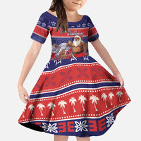 Samoa Christmas Family Matching Off Shoulder Maxi Dress and Hawaiian Shirt Samoan Santa Claus Manuia Le Kerisimasi LT05 Daughter's Dress Blue - Polynesian Pride
