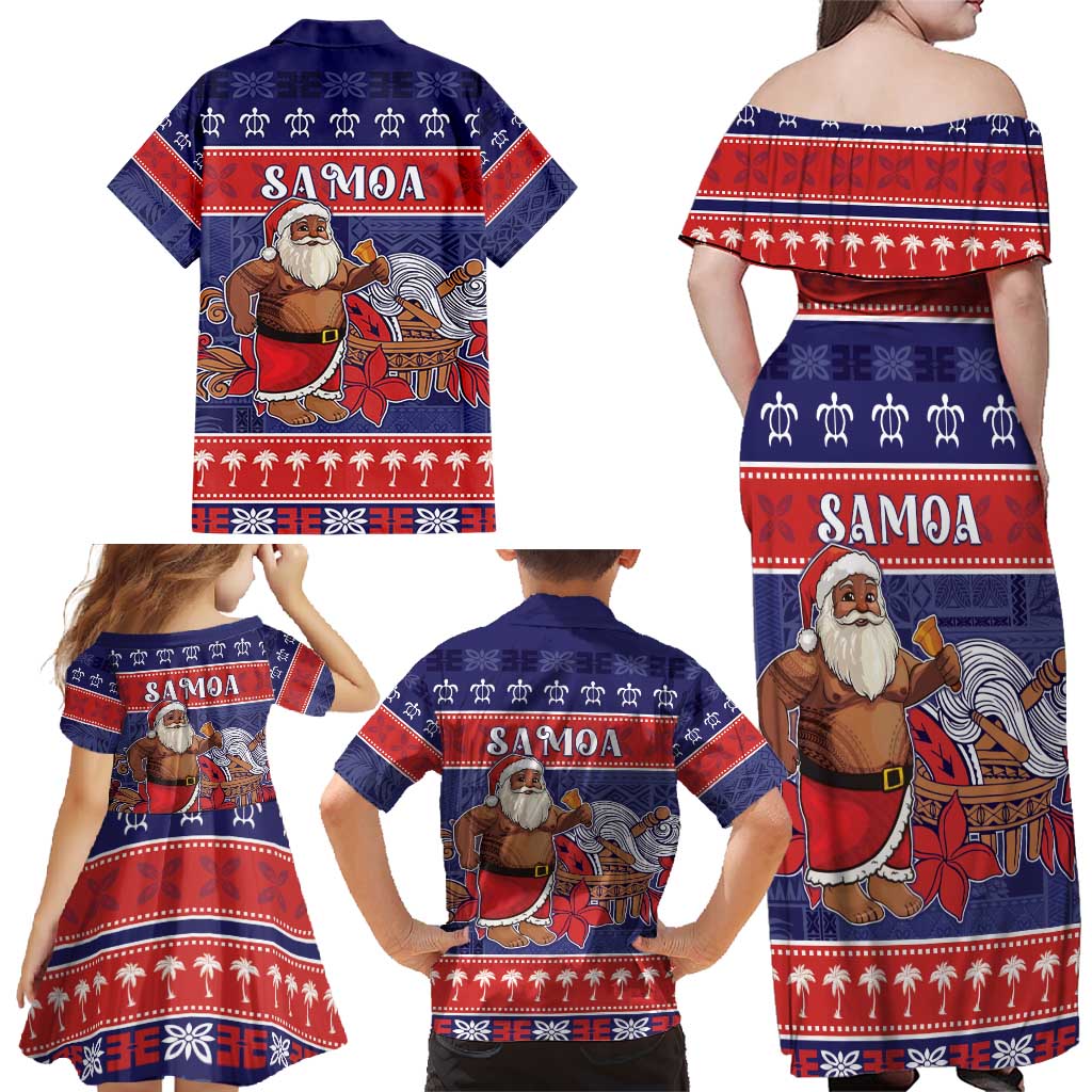 Samoa Christmas Family Matching Off Shoulder Maxi Dress and Hawaiian Shirt Samoan Santa Claus Manuia Le Kerisimasi LT05 - Polynesian Pride