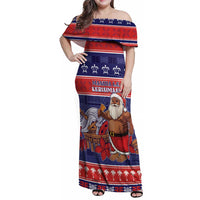 Samoa Christmas Family Matching Off Shoulder Maxi Dress and Hawaiian Shirt Samoan Santa Claus Manuia Le Kerisimasi LT05 Mom's Dress Blue - Polynesian Pride