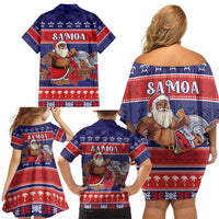Samoa Christmas Family Matching Off Shoulder Short Dress and Hawaiian Shirt Samoan Santa Claus Manuia Le Kerisimasi LT05 - Polynesian Pride