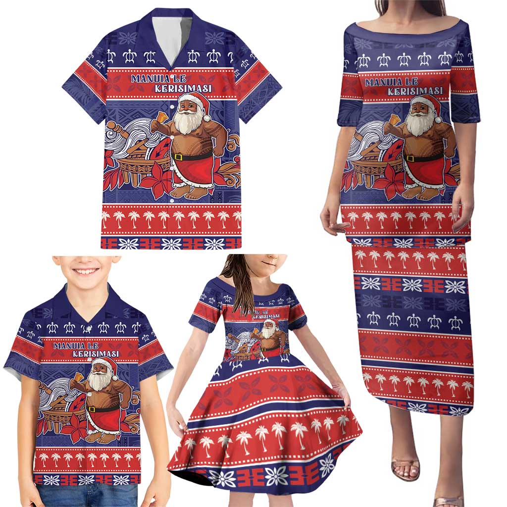 Samoa Christmas Family Matching Puletasi and Hawaiian Shirt Samoan Santa Claus Manuia Le Kerisimasi LT05 - Polynesian Pride