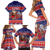 Samoa Christmas Family Matching Short Sleeve Bodycon Dress and Hawaiian Shirt Samoan Santa Claus Manuia Le Kerisimasi LT05 - Polynesian Pride