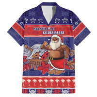 Samoa Christmas Family Matching Short Sleeve Bodycon Dress and Hawaiian Shirt Samoan Santa Claus Manuia Le Kerisimasi LT05 Dad's Shirt - Short Sleeve Blue - Polynesian Pride