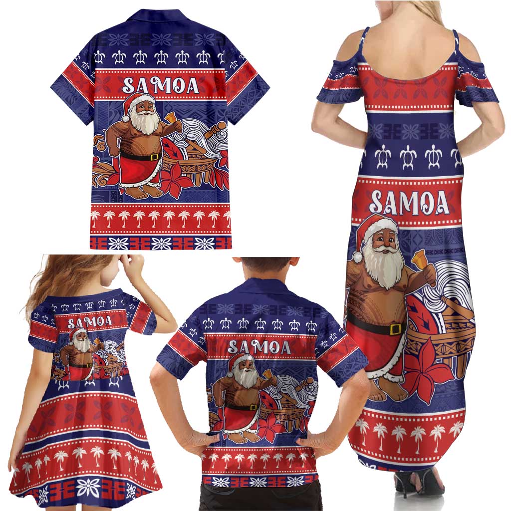 Samoa Christmas Family Matching Summer Maxi Dress and Hawaiian Shirt Samoan Santa Claus Manuia Le Kerisimasi LT05 - Polynesian Pride