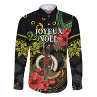 Love Vanuatu Christmas Family Matching Off Shoulder Maxi Dress and Hawaiian Shirt God Yumi Polynesian Tribal Pattern LT05 Dad's Shirt - Long Sleeve Black - Polynesian Pride