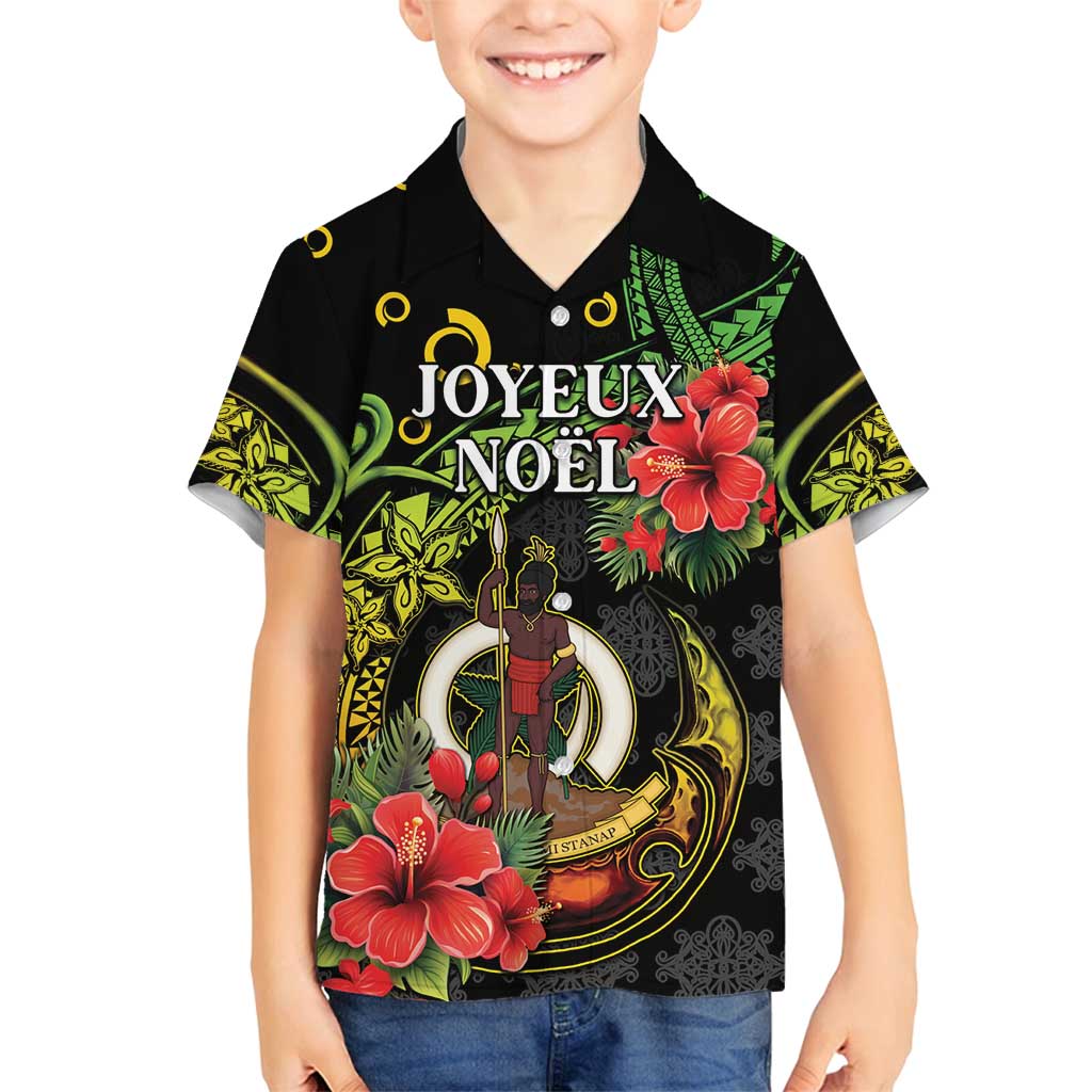 Love Vanuatu Christmas Family Matching Off Shoulder Short Dress and Hawaiian Shirt God Yumi Polynesian Tribal Pattern LT05 Son's Shirt Black - Polynesian Pride