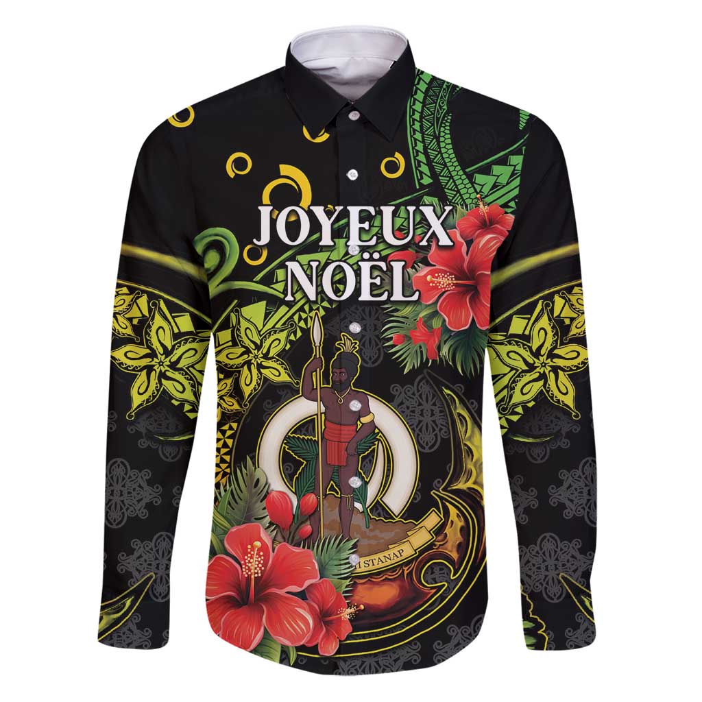 Love Vanuatu Christmas Family Matching Puletasi and Hawaiian Shirt God Yumi Polynesian Tribal Pattern LT05 Dad's Shirt - Long Sleeve Black - Polynesian Pride