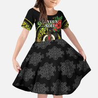 Love Vanuatu Christmas Family Matching Tank Maxi Dress and Hawaiian Shirt God Yumi Polynesian Tribal Pattern LT05 Daughter's Dress Black - Polynesian Pride