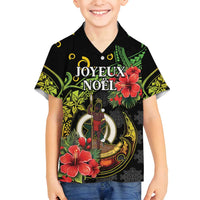 Love Vanuatu Christmas Family Matching Tank Maxi Dress and Hawaiian Shirt God Yumi Polynesian Tribal Pattern LT05 Son's Shirt Black - Polynesian Pride