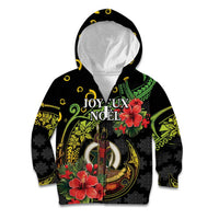 Love Vanuatu Christmas Kid Hoodie God Yumi Polynesian Tribal Pattern LT05 Zip Hoodie Black - Polynesian Pride