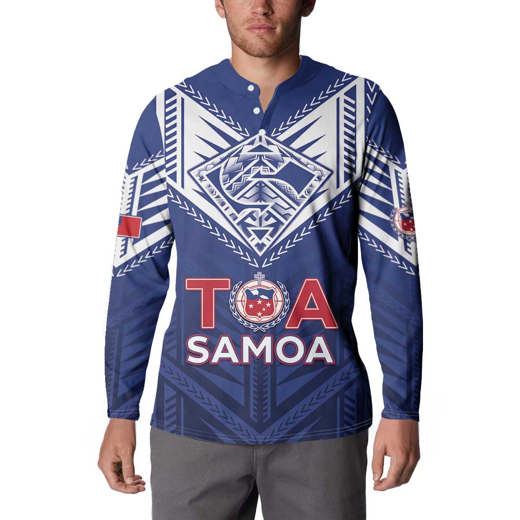 Super Toa Samoa Rugby Custom Button Sweatshirt Warrior Spirit LT05