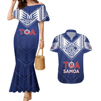 Super Toa Samoa Rugby Custom Couples Matching Mermaid Dress and Hawaiian Shirt Warrior Spirit LT05