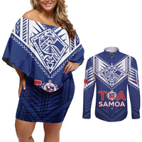 Super Toa Samoa Rugby Custom Couples Matching Off Shoulder Short Dress and Long Sleeve Button Shirt Warrior Spirit LT05