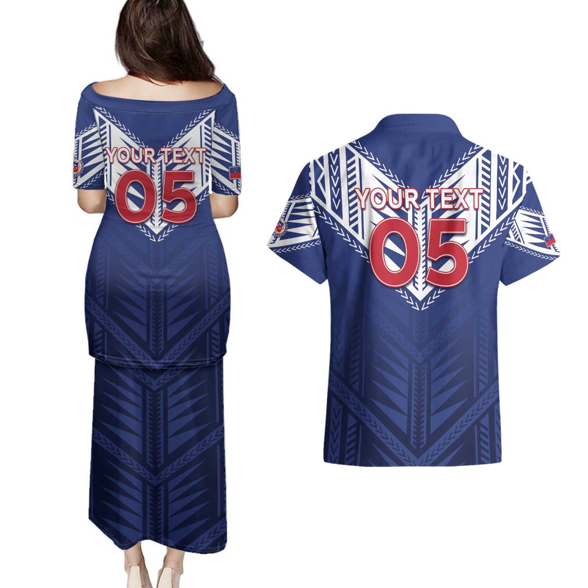 Super Toa Samoa Rugby Custom Couples Matching Puletasi and Hawaiian Shirt Warrior Spirit LT05