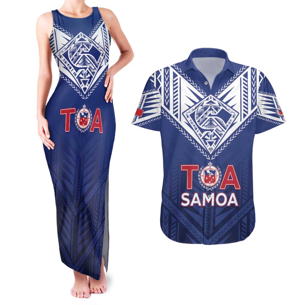 Super Toa Samoa Rugby Custom Couples Matching Tank Maxi Dress and Hawaiian Shirt Warrior Spirit LT05