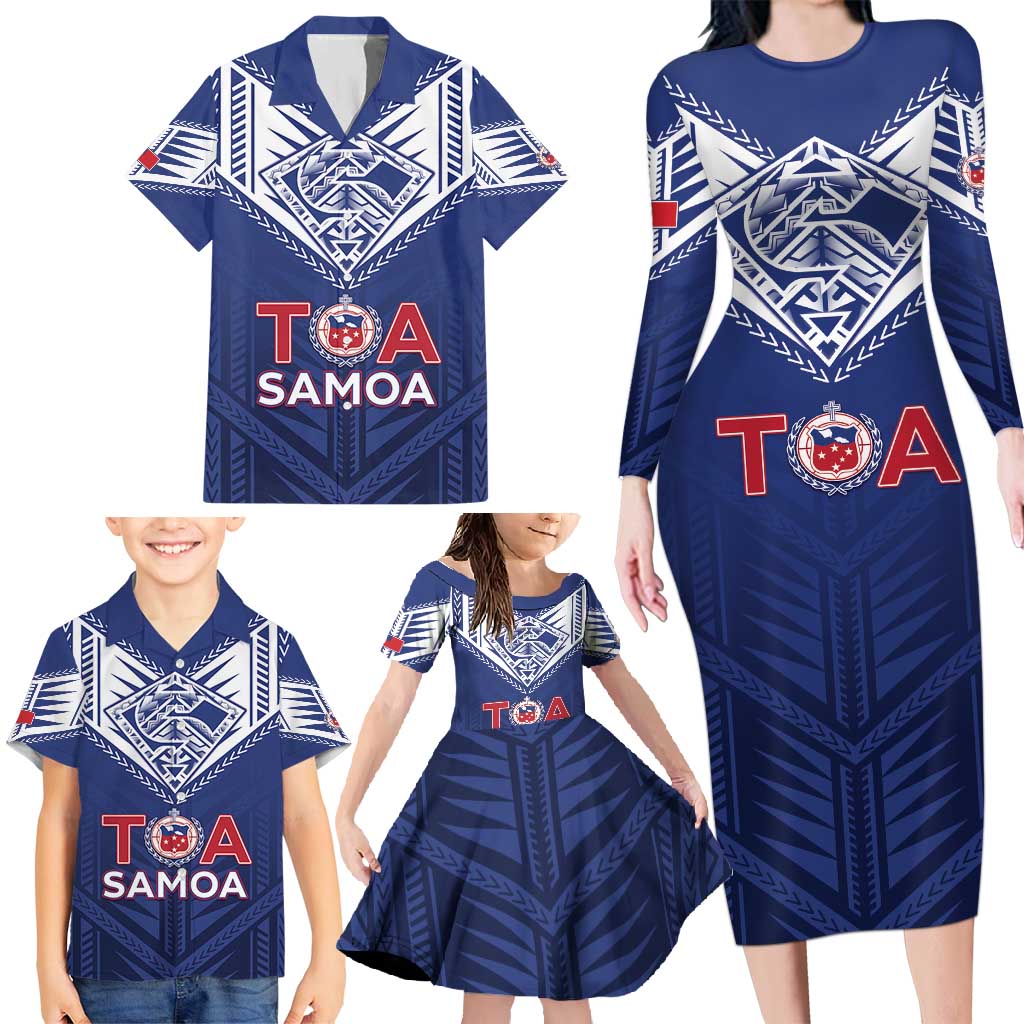 Super Toa Samoa Rugby Custom Family Matching Long Sleeve Bodycon Dress and Hawaiian Shirt Warrior Spirit LT05