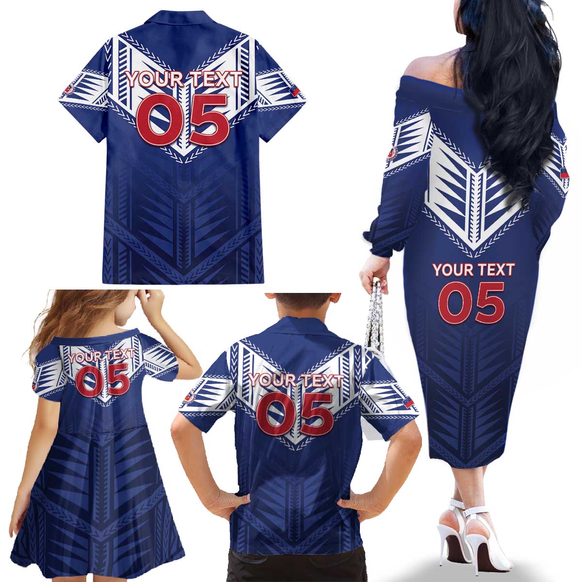 Super Toa Samoa Rugby Custom Family Matching Off The Shoulder Long Sleeve Dress and Hawaiian Shirt Warrior Spirit LT05