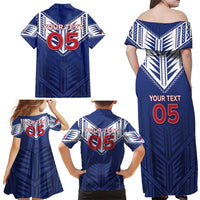 Super Toa Samoa Rugby Custom Family Matching Off Shoulder Maxi Dress and Hawaiian Shirt Warrior Spirit LT05