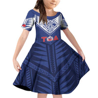 Super Toa Samoa Rugby Custom Family Matching Off Shoulder Short Dress and Hawaiian Shirt Warrior Spirit LT05