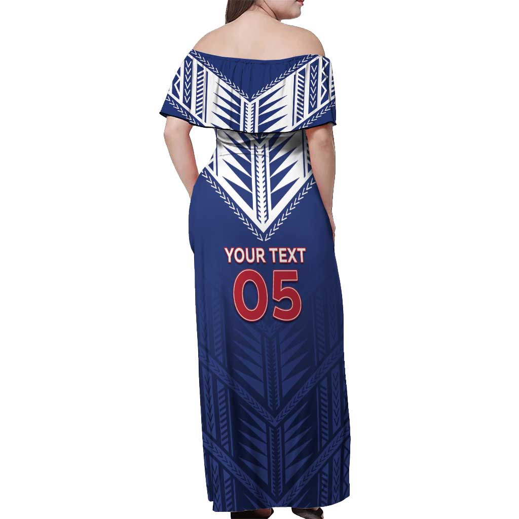 Super Toa Samoa Rugby Custom Off Shoulder Maxi Dress Warrior Spirit LT05