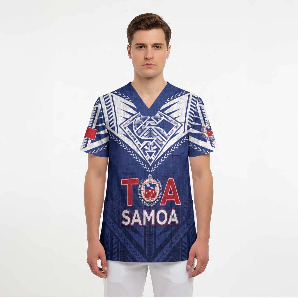 Super Toa Samoa Rugby Custom Scrub Top Warrior Spirit - Polynesian Pride