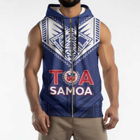 Super Toa Samoa Rugby Custom Sleeveless Zip Hoodie Warrior Spirit LT05