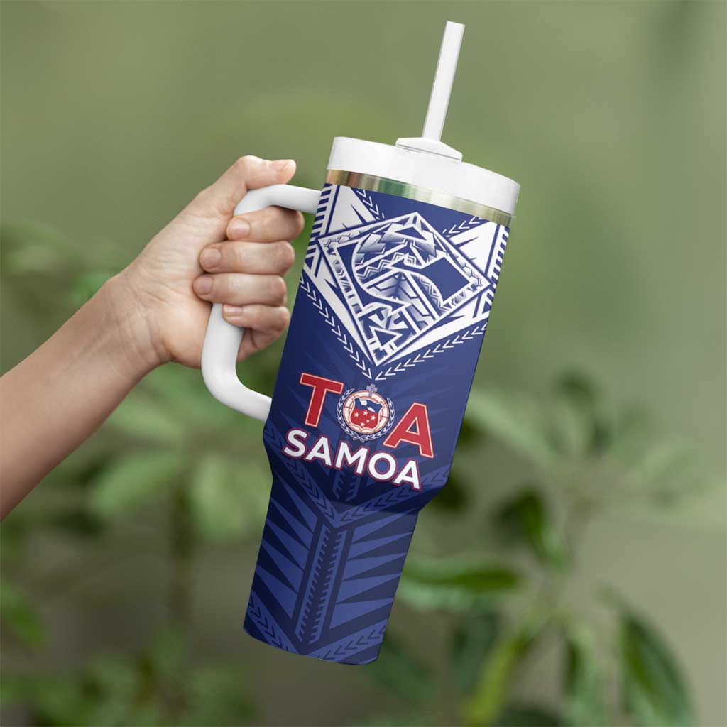 Super Toa Samoa Rugby Custom Tumbler With Handle Warrior Spirit LT05