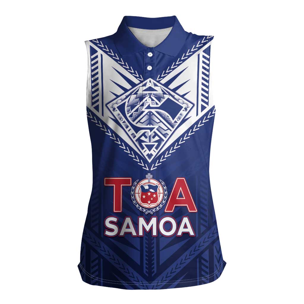 Super Toa Samoa Rugby Custom Women Sleeveless Polo Shirt Warrior Spirit LT05