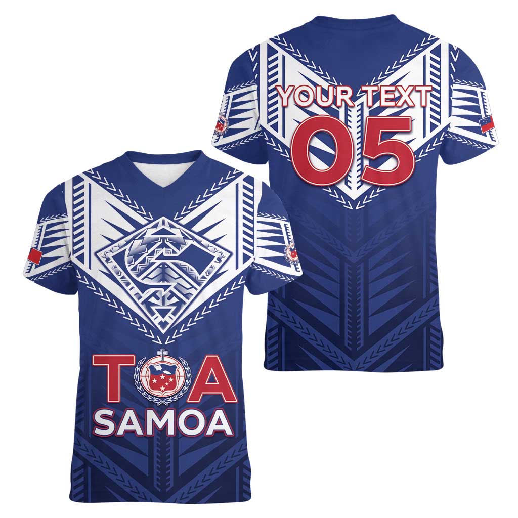 Super Toa Samoa Rugby Custom Women V-Neck T-Shirt Warrior Spirit LT05