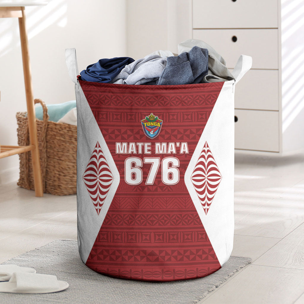 Mate Maa Tonga Rugby Laundry Basket Kupesi Tokelau Feletoa Pattern
