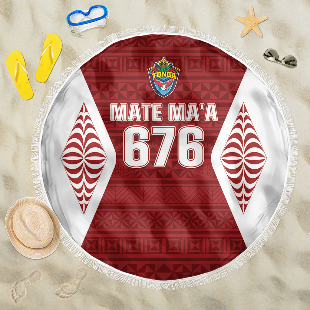 Mate Maa Tonga Rugby Beach Blanket Kupesi Tokelau Feletoa Pattern
