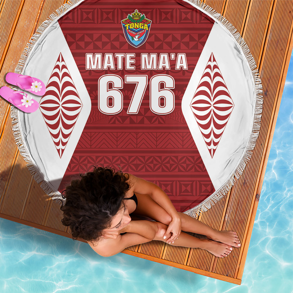 Mate Maa Tonga Rugby Beach Blanket Kupesi Tokelau Feletoa Pattern